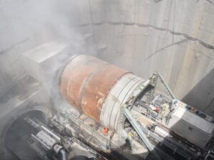 Tarcza TBM Faustyna zaczęła drążenie tunelu w Łodzi (fot. PKP PLK)