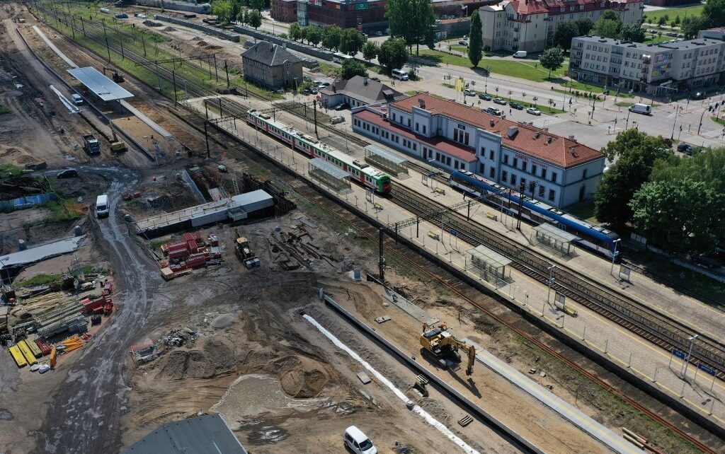Stacja Ełk, widok z drona (fot. Szymon Grochowski / PKP PLK)