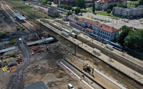 Stacja Ełk, widok z drona (fot. Szymon Grochowski / PKP PLK)