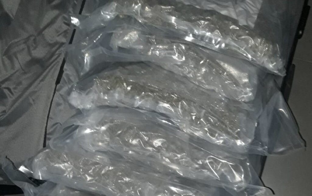 Narkotyki ukryte w walizce przechwycili funkcjonariusze poznańskiej policji (fot. KMP Poznań)