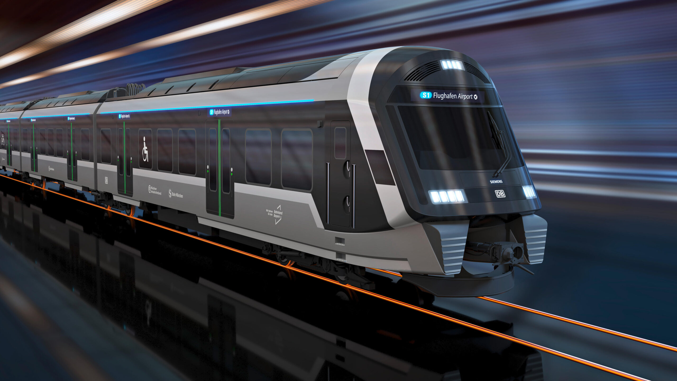 Tak wyglądać będą pociągi dla kolei podmiejskiej w Monachium. Dostarczy je Siemens Mobility (fot. Deutsche Bahn)