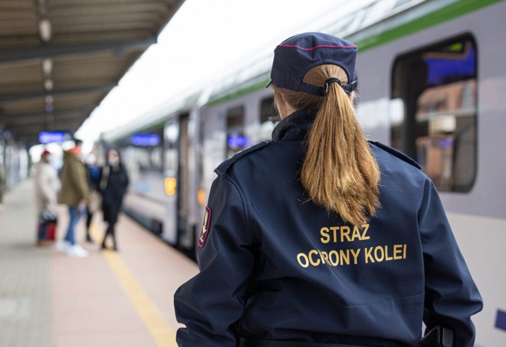 Agresywny pasażer kopną funkcjonariuszkę SOK w łydkę (fot. Straż Ochrony Kolei)